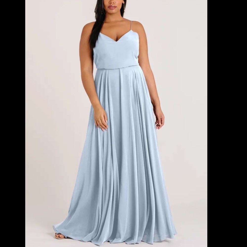 Jenny Yoo - Floor Length formal chiffon dress, prom, gown - Size 14 - light blue - Picture 2 of 16